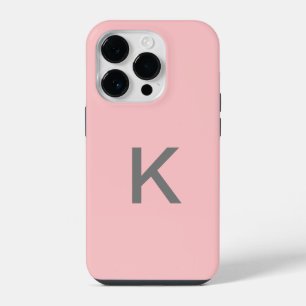 Simple Blush Pink Chic Monogram Custom iPhone 14 Pro Case