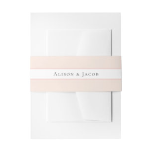 Simple Blush Pink Floral Wedding  Invitation Belly Band
