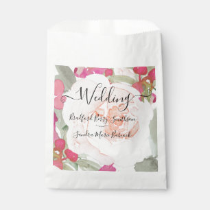 Simple Blush Pink Fushia Floral Wedding invitation Favour Bags