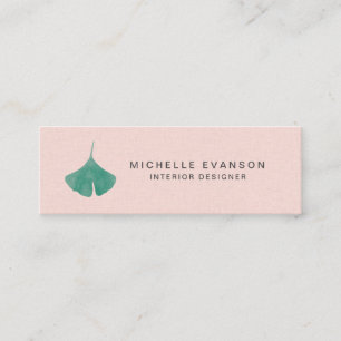 Simple Blush Pink Ginkgo Leaf Nature Mini Business Card