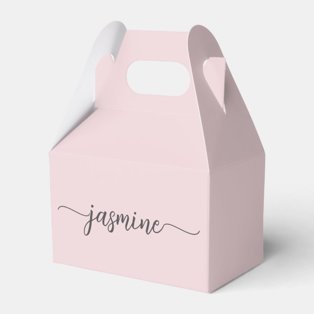Simple Blush Pink Girly Monogram Name Script  Favour Box (Front Side)