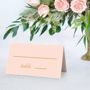 Simple Blush Pink Golden Calligraphy Wedding Place Card