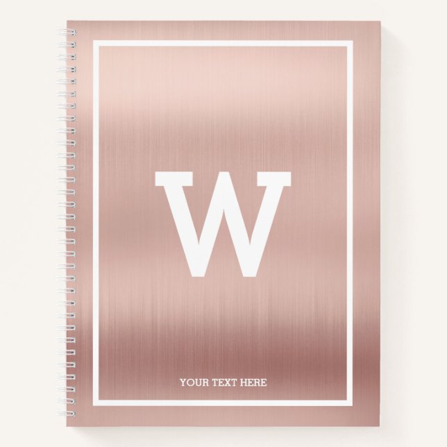 Simple Blush Pink Initial Monogram Sketchbook Notebook (Front)