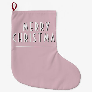 Simple Blush Pink Merry Christmas Typography Large Christmas Stocking