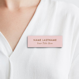 Simple Blush Pink Modern Girly Pastel Light Title Name Tag