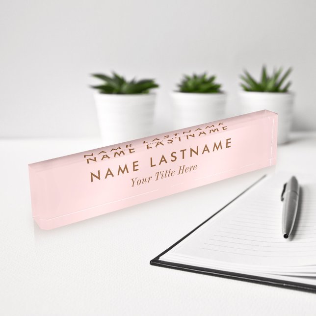 Simple Blush Pink Modern Light Elegant Girly Title Nameplate (Creator Uploaded)