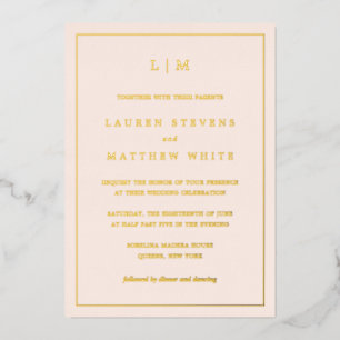 Simple Blush Pink Monogram Elegant Wedding