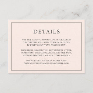Simple Blush Pink Monogram Elegant Wedding Enclosure Card