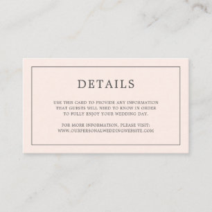 Simple Blush Pink Monogram Elegant Wedding Enclosure Card