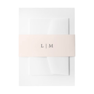 Simple Blush Pink Monogram Elegant Wedding Invitation Belly Band