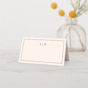 Simple Blush Pink Monogram Elegant Wedding Place Card