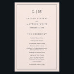 Simple Blush Pink Monogram Elegant Wedding Program<br><div class="desc">Simple Wedding Program featuring a modern yet elegant design with your two letter monogram at the top and your details surrounded by a thin border. All text is in grey over a blush pink background and may be changed in the design editing tool. The front has your order of ceremony...</div>