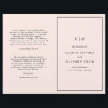 Simple Blush Pink Monogram Elegant Wedding Program<br><div class="desc">Simple folded Wedding Program featuring a modern yet elegant design with your two initial monogram along with your details surrounded by a thin border on the front cover. The inside has your wedding party on the left side and your order of ceremony on the right side. All design elements are...</div>