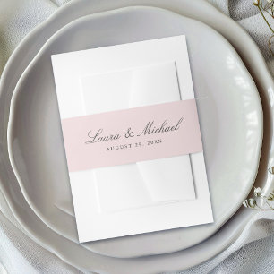 Simple Blush Pink Personalized Wedding Invitation Belly Band