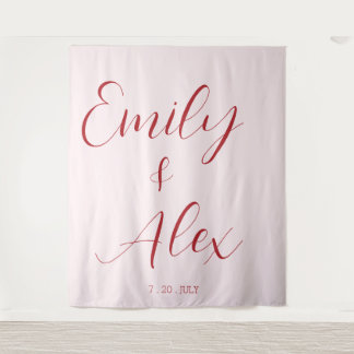 Simple Blush Pink & Red wedding Tapestry