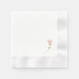 Simple Blush Pink Rose   White Napkins