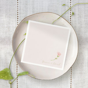 Simple Blush Pink Rose White Napkins
