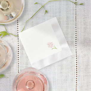 Simple Blush Pink Rose   White Napkins