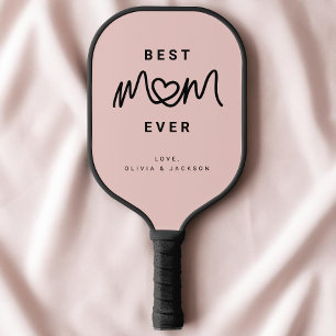 Simple Blush Pink Script Cute Modern Best Mum Ever Pickleball Paddle
