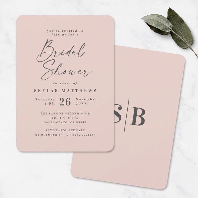 Simple Blush Pink Solid Colour Bridal Shower Invitation (Creator Uploaded)