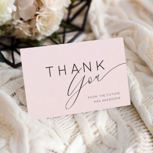 Simple Blush Pink Thank You Bridal Shower Card
