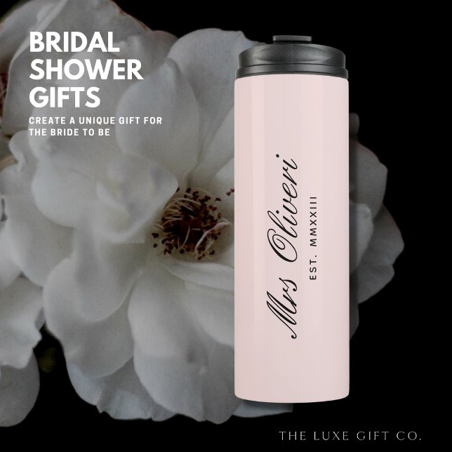 Simple Blush Pink Typography Bride Thermal Tumbler (Creator Uploaded)