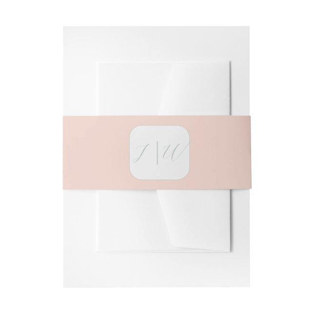 Simple Blush | Sage Modern 2 Wedding Invitation Belly Band (Front Example)