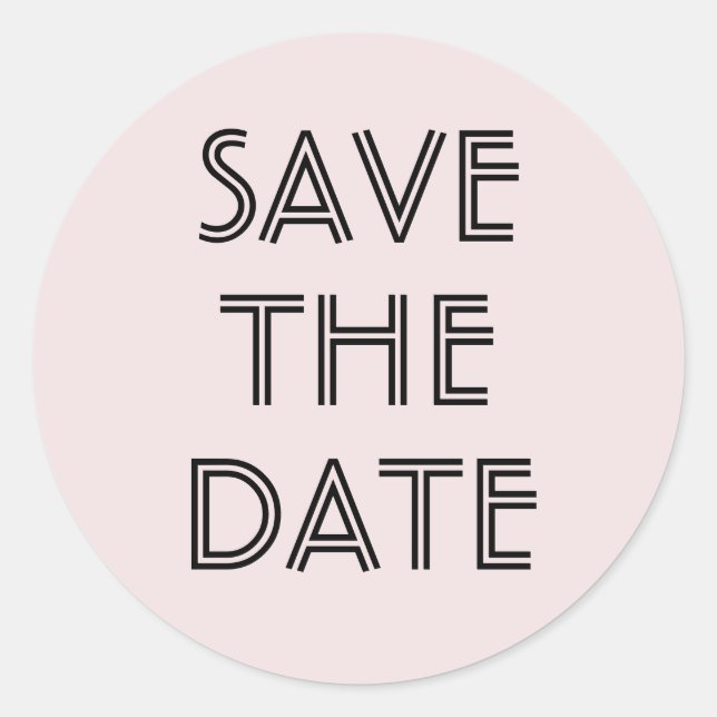 Simple Blush Save The Date Sticker (Front)