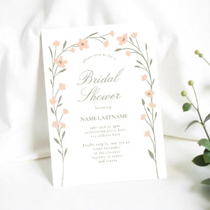 Simple Blush Wildflower Arch Bridal Shower Invitation