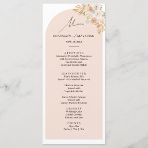 Simple Bohemian Arch Pampas Grass Wedding Menu