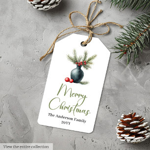 Simple Bohemian Botanical Christmas Gift Tag