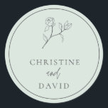 Simple Bohemian Wedding Floral Sage  Classic Round Sticker<br><div class="desc">This Simple Floral Bohemian Wedding light sage green envelope seal is easy to edit and will be great for Boho wedding. Matching products including Invitation suite can be found in Modern Bohemian Flower Wedding Collection in my store.</div>
