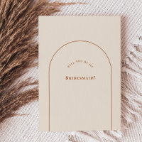 Simple Boho Arch Ivory Bridesmaid Proposal Card