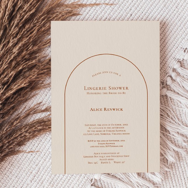 Simple Boho Arch Ivory Lingerie Shower Invitation (Creator Uploaded)
