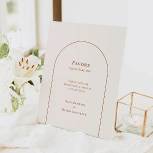 Simple Boho Arch Ivory Wedding Favours Pedestal Sign