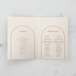 Simple Boho Arch Ivory Wedding Folded Programme