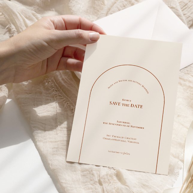 Simple Boho Arch Ivory Wedding Save The Date (Creator Uploaded)