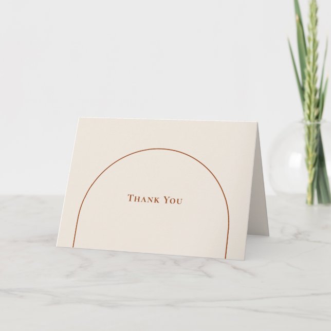 Simple Boho Arch Ivory Wedding Thank You Card (Front)