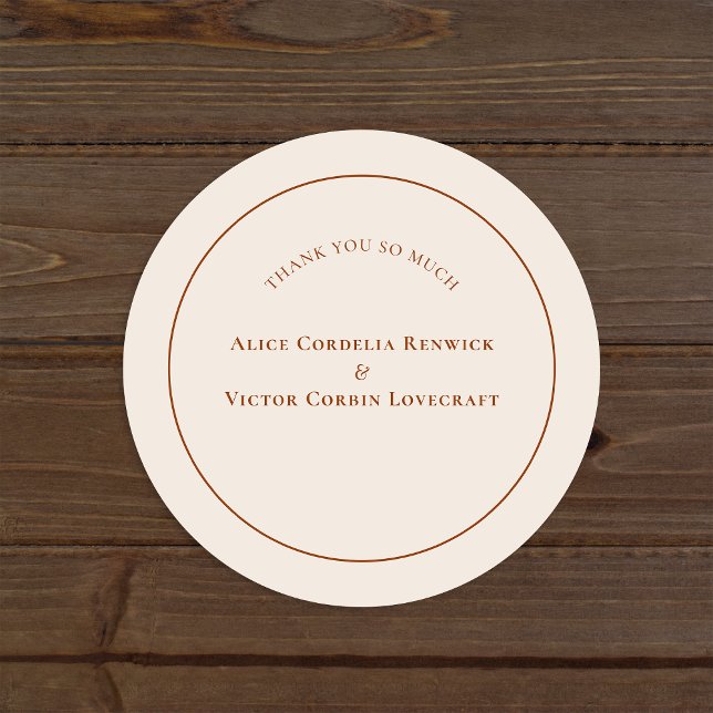 Simple Boho Arch Ivory Wedding Thank You Classic Round Sticker (Creator Uploaded)