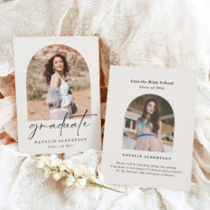 Simple Boho Arch Photo Graduation Announcement