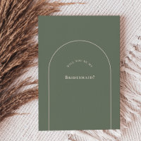 Simple Boho Arch Sage Bridesmaid Proposal Card