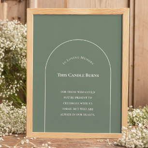 Simple Boho Arch Sage Green This Candle Burns Poster