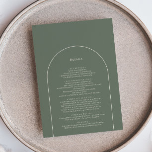 Simple Boho Arch Sage Green Wedding Details Enclosure Card