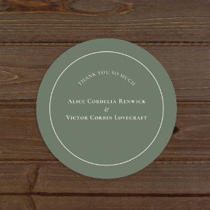 Simple Boho Arch Sage Green Wedding Thank You Classic Round Sticker