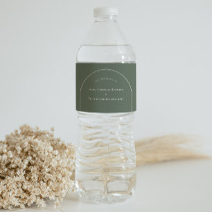 Simple Boho Arch Sage Green Wedding Water Bottle Label