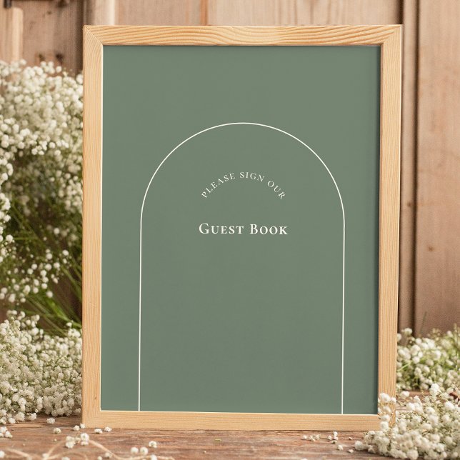 Simple Boho Arch Sage Wedding Guest Book Sign (Creator Uploaded)
