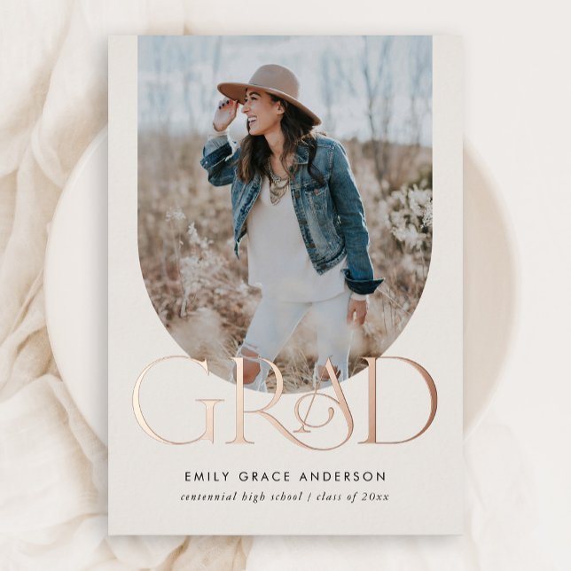 Simple Boho Arch Trendy Three Photo Graduation (Creator Uploaded)