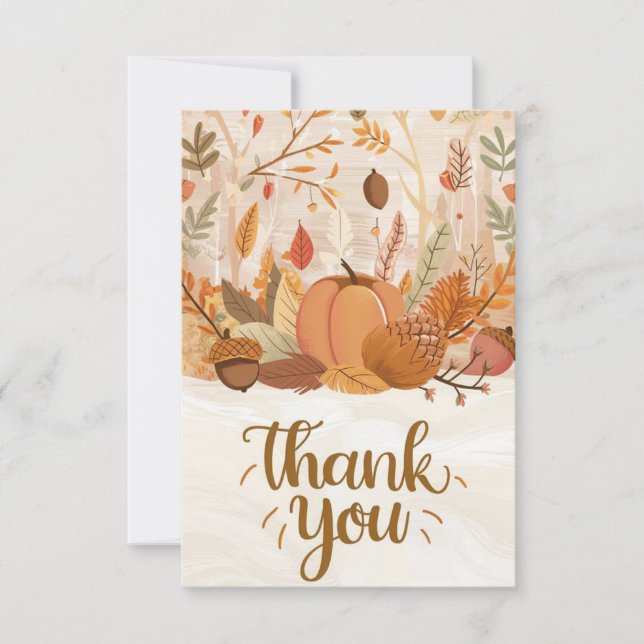 Simple Boho Autumn Fall Thank You Card (Front)