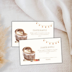 Simple Boho Bassinet Toy Diaper Raffle Baby Shower Enclosure Card