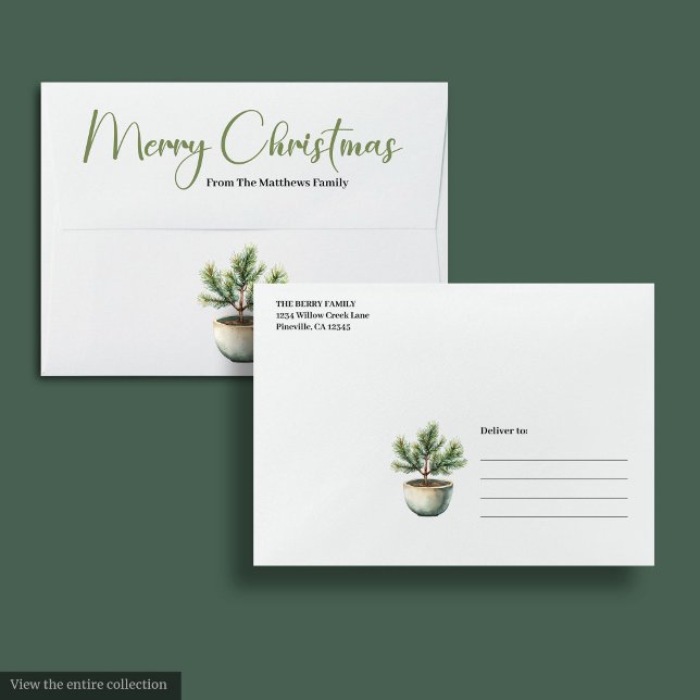 Simple Boho Botanical Scandinavian Christmas Mail Envelope (Simple Boho Botanical Scandinavian Christmas Envelope)